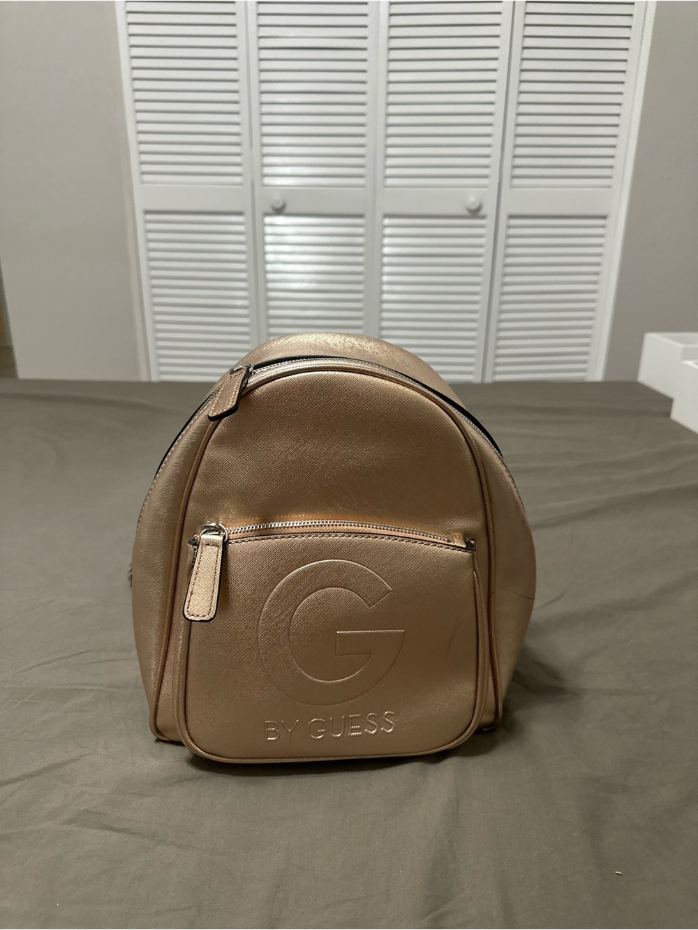 G by Guess Metallic Rose Gold Mini Backpack
